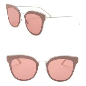 $495 Jimmy Choo Cat Eye Sunglasses Frame Silver + Mauve Lens Pink + Acc NWT